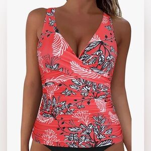Plus Floral Tankini Swim Top w/Underwire